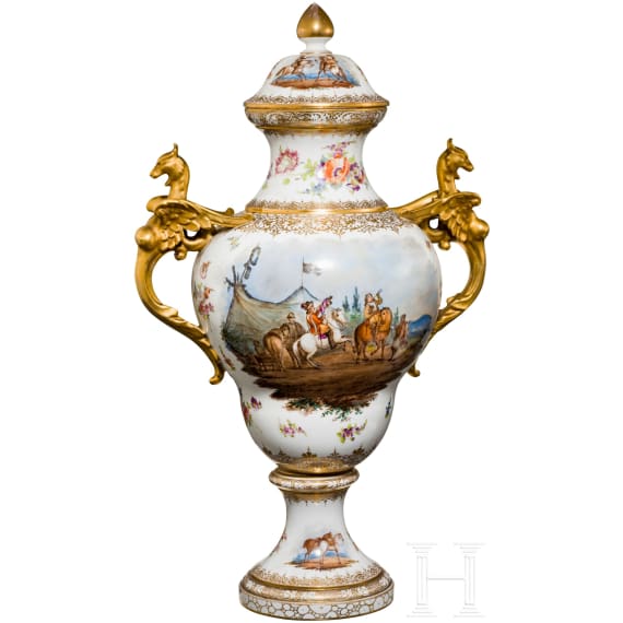 Gro&szlig;e Deckelvase, deutsch, 20. Jhdt.