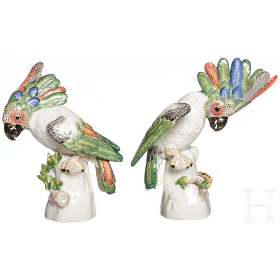 Ein Paar Porzellanfiguren, "Kakadus", Nymphenburg, 20. Jhdt.