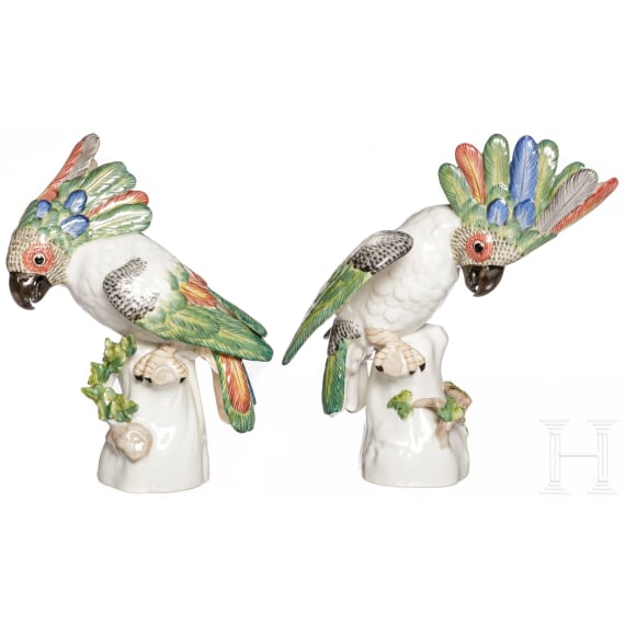 Ein Paar Porzellanfiguren, "Kakadus", Nymphenburg, 20. Jhdt.