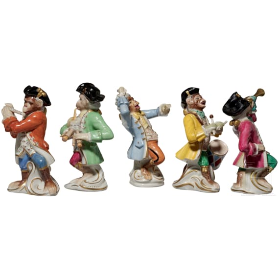 F&uuml;nf Figuren aus der sog. "Affenkapelle", Dresden, 20. Jhdt.