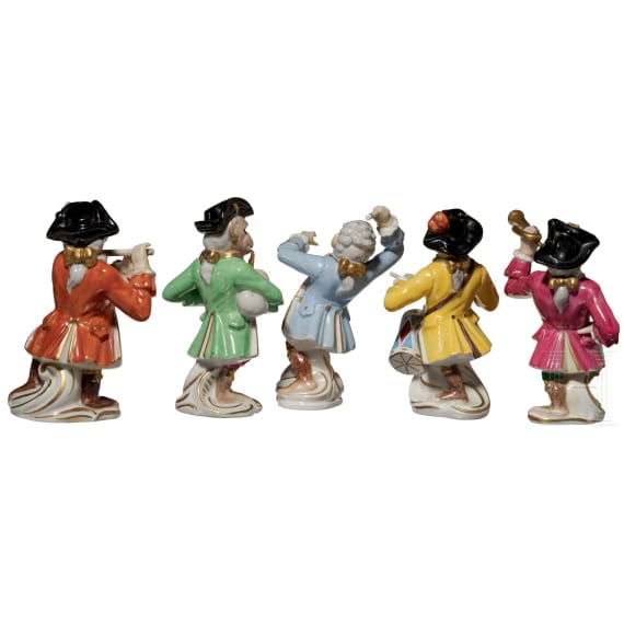 F&uuml;nf Figuren aus der sog. "Affenkapelle", Dresden, 20. Jhdt.
