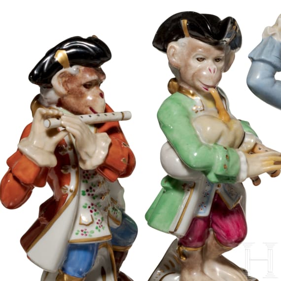 F&uuml;nf Figuren aus der sog. "Affenkapelle", Dresden, 20. Jhdt.