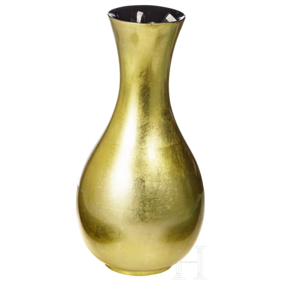 Blattvergoldete Designer-Vase, Paris, 1980er Jahre