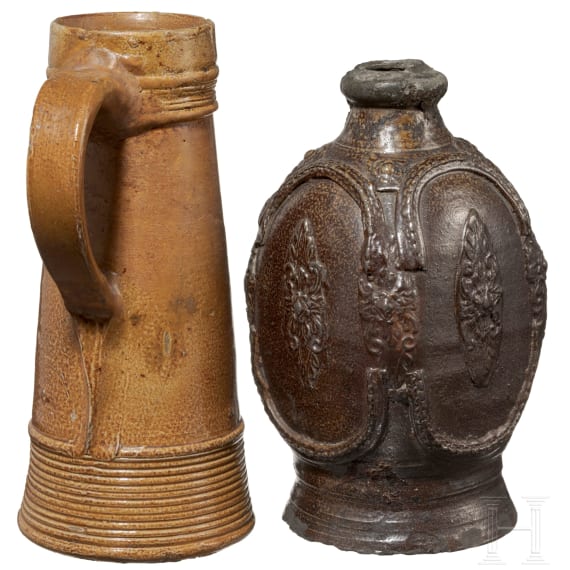Schnelle und Steingutflasche, deutsch, 17. Jhdt.