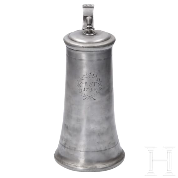 Zwei Stitzen aus Zinn, s&uuml;ddeutsch, datiert 1718 und 1751