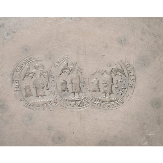 F&uuml;nf Zinnplatten, Frankfurt/Bauzen, 2. H&auml;lfte 18. Jhdt.