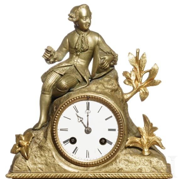 Kaminuhr mit Kavalier, Frankreich, um 1820