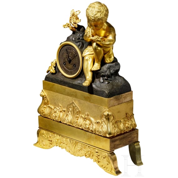 Kaminuhr mit Putto, Frankreich, um 1810