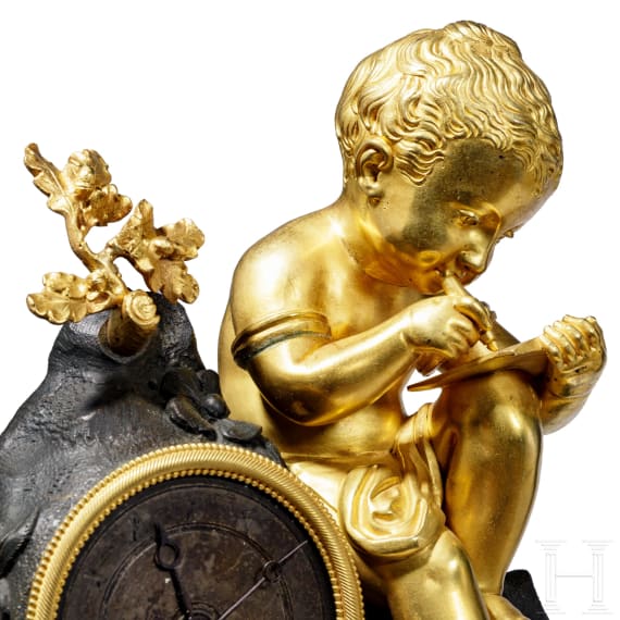 Kaminuhr mit Putto, Frankreich, um 1810