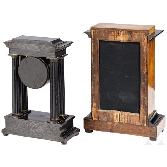 Zwei Biedermeier-Uhren, deutsch, 1. H&auml;lfte 19. Jhdt.