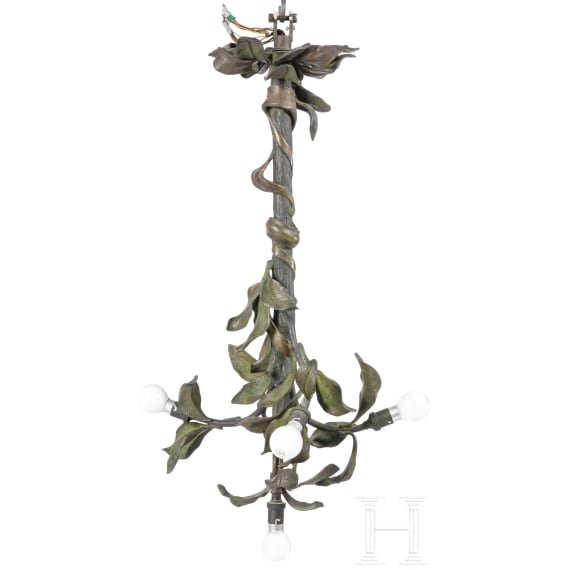Bronzene Jugendstil-Lampe, Frankreich, um 1900/10