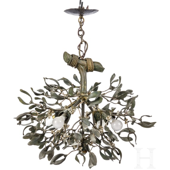 Jugendstil-Lampe in Form eines Mistelzweiges, Frankreich, um 1900/10