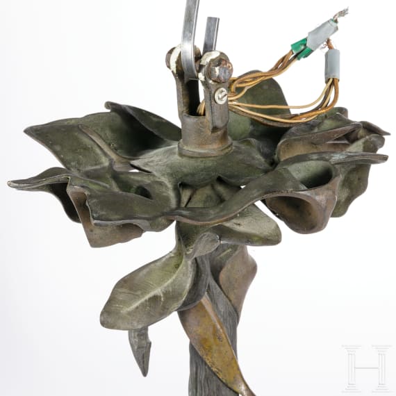 Bronzene Jugendstil-Lampe, Frankreich, um 1900/10