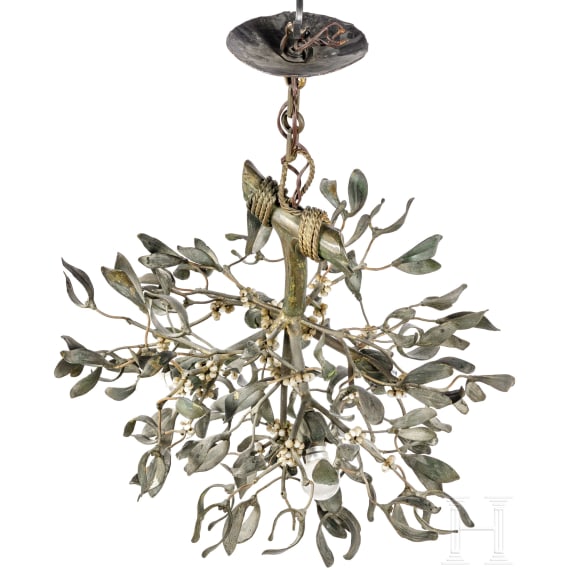 Jugendstil-Lampe in Form eines Mistelzweiges, Frankreich, um 1900/10