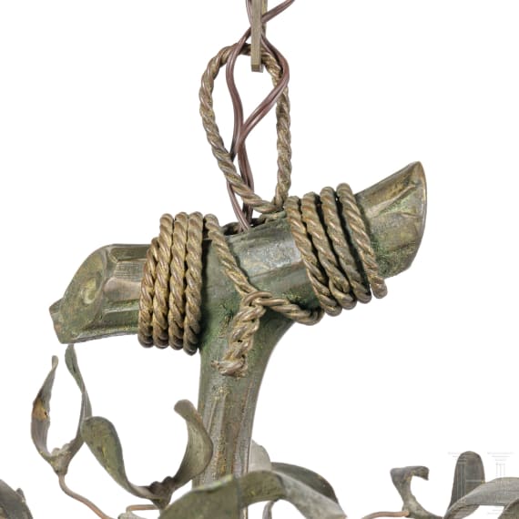 Jugendstil-Lampe in Form eines Mistelzweiges, Frankreich, um 1900/10