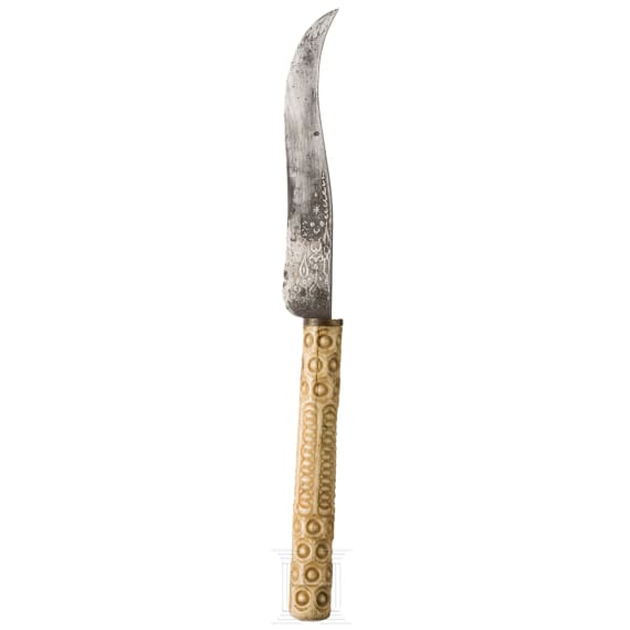 An Ottoman circumcision knife with carved bone handle, circa 1800