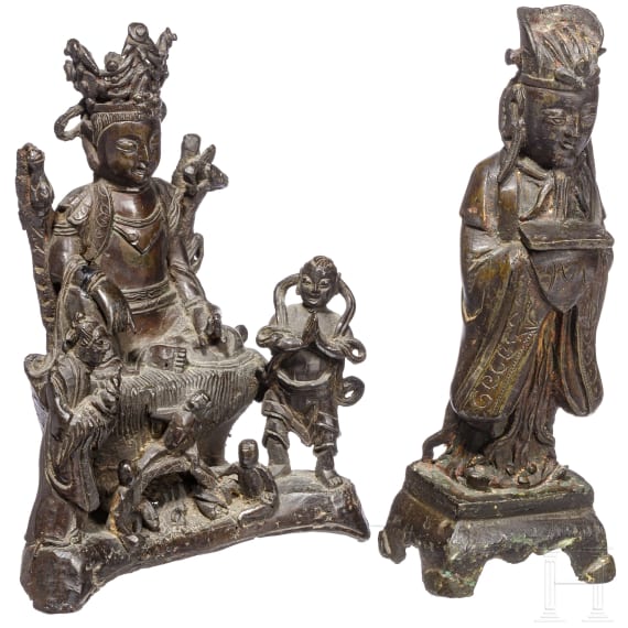 Zwei Eisengussfiguren, China, 19. Jhdt.