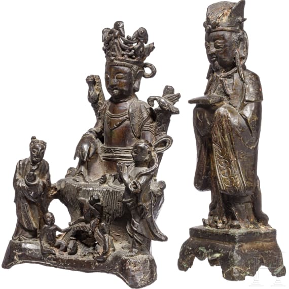 Zwei Eisengussfiguren, China, 19. Jhdt.