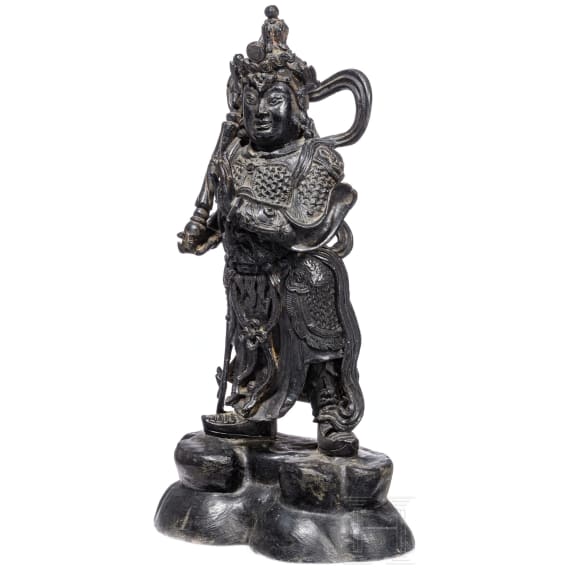 Bronzegussfigur eines Tempelw&auml;chters, China, 19./20. Jhdt.
