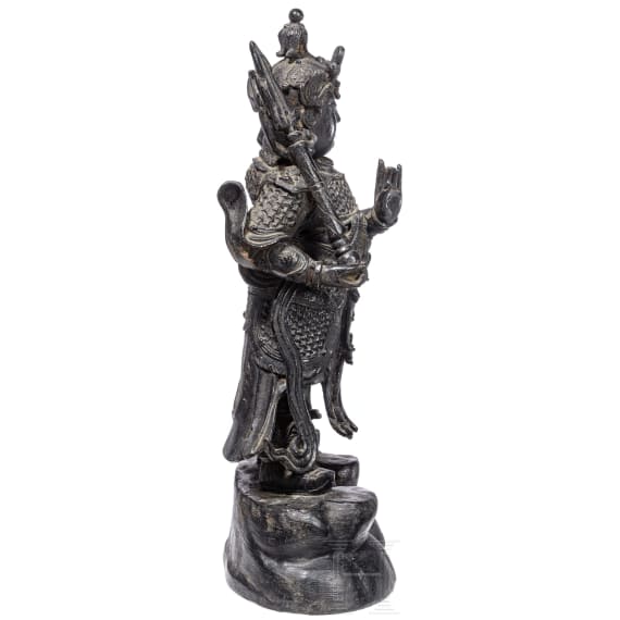 Bronzegussfigur eines Tempelw&auml;chters, China, 19./20. Jhdt.
