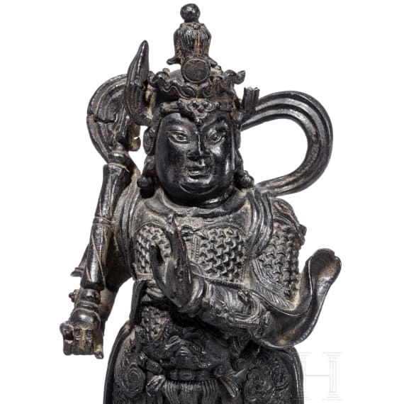 Bronzegussfigur eines Tempelw&auml;chters, China, 19./20. Jhdt.