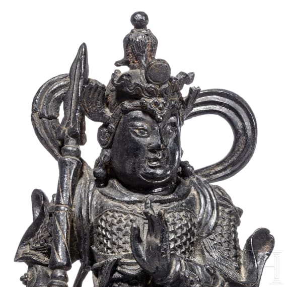 Bronzegussfigur eines Tempelw&auml;chters, China, 19./20. Jhdt.