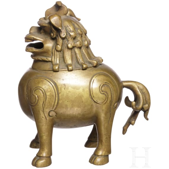 Bronzegef&auml;&szlig; in Form eines Fo-Hundes, China, 1. H&auml;lfte 20. Jhdt.