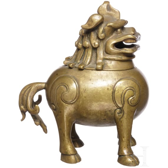 Bronzegef&auml;&szlig; in Form eines Fo-Hundes, China, 1. H&auml;lfte 20. Jhdt.