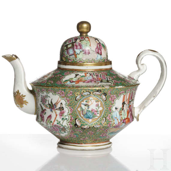 Famille-Rose-Teekanne, China, sp&auml;te Qing-Dynastie, Ende 19. Jhdt.