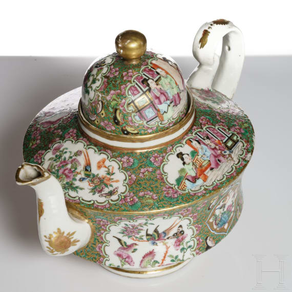 Famille-Rose-Teekanne, China, sp&auml;te Qing-Dynastie, Ende 19. Jhdt.