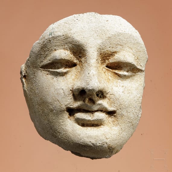 Ausdrucksstarkes Gesicht des Buddha, Ghandara, 5. - 8. Jhdt.