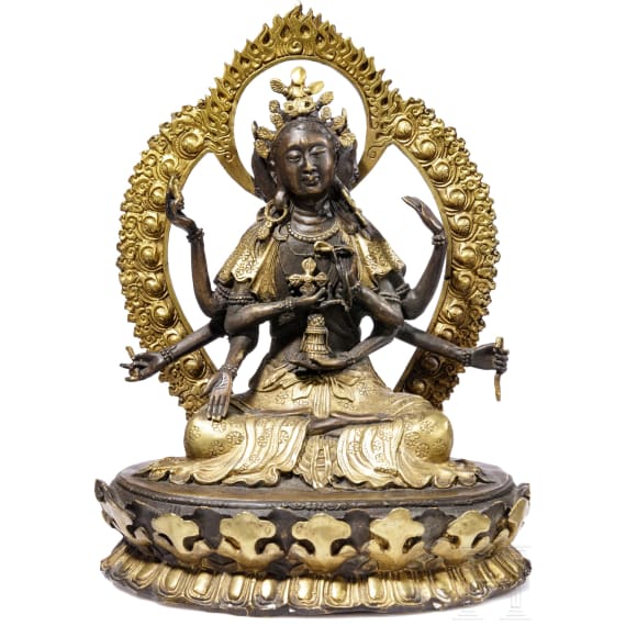Namgyalma-Ushnishavijaya-Bronzestatue, Nepal, 20. Jhdt.
