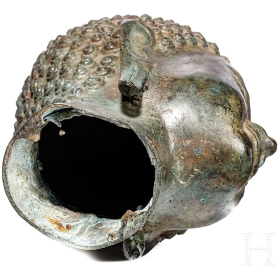 Buddhakopf aus Bronze im Khmer-Stil, Kambodscha, um 1900