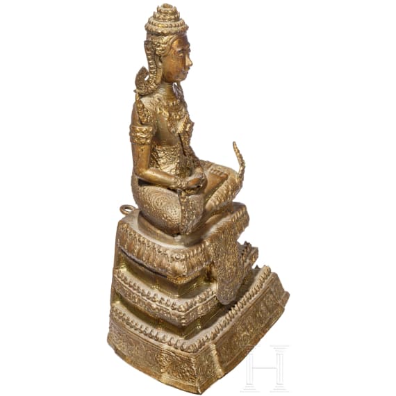 Buddha-Bronzefigur, Thailand, 19. Jhdt.