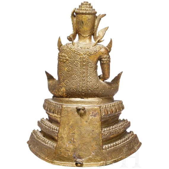 Buddha-Bronzefigur, Thailand, 19. Jhdt.
