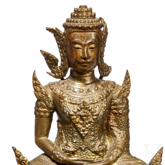 Buddha-Bronzefigur, Thailand, 19. Jhdt.