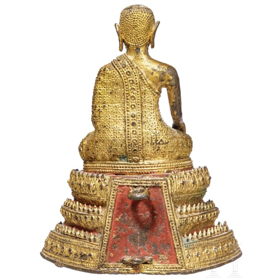 Bronzestatue eines sitzenden Buddhas, Thailand, 19. Jhdt.