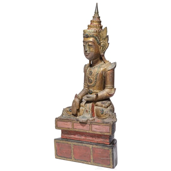 Buddhafigur aus Holz, Thailand, 19. Jhdt.