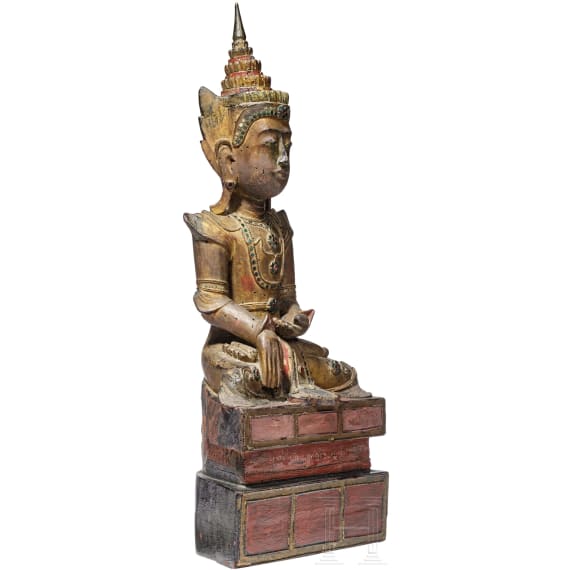 Buddhafigur aus Holz, Thailand, 19. Jhdt.