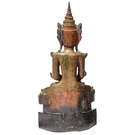 Buddhafigur aus Holz, Thailand, 19. Jhdt.