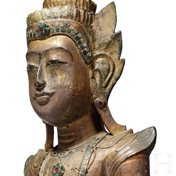 Buddhafigur aus Holz, Thailand, 19. Jhdt.