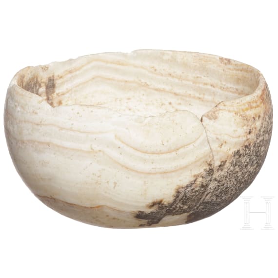 An Ancient Egyptian oval alabaster bowl, 2nd millennium B.C.