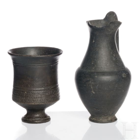 Two Apulian-Italian black-glazed vessels, 5th - 4th century B.C.