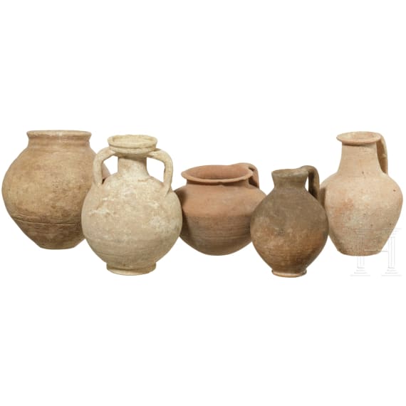 Five Roman vessels, 2nd - 3rd century A.D.