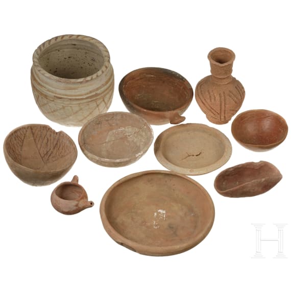 Ten Roman and other ceramic vessels