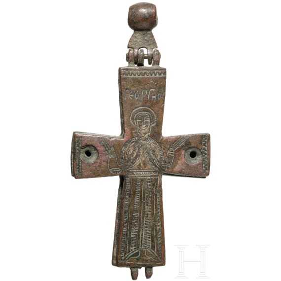 A Byzantine cross pendant, 9th - 10th century