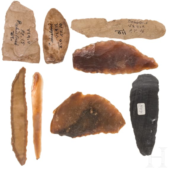 Eight prehistoric flint tools from Persia