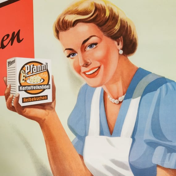 Willi Engelhardt - zwei Plakate f&uuml;r Reibekuchen-Kartoffelpuffer und Kn&ouml;del-Reibekuchen, Pfanni-Werke M&uuml;nchen