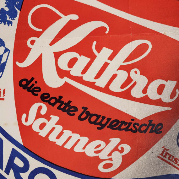 Willi Engelhardt - Plakat "Kathra - die echte bayerische Schmelzmargarine, fein wie Butterschmalz", Kathreiner in M&uuml;nchen
