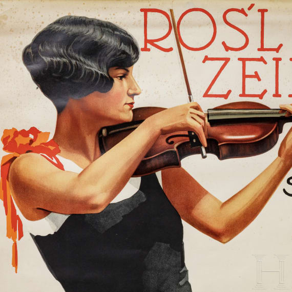 Willi Engelhardt - a poster draft for a concert announcement, with violin player "Rosl Zeiler spielt"